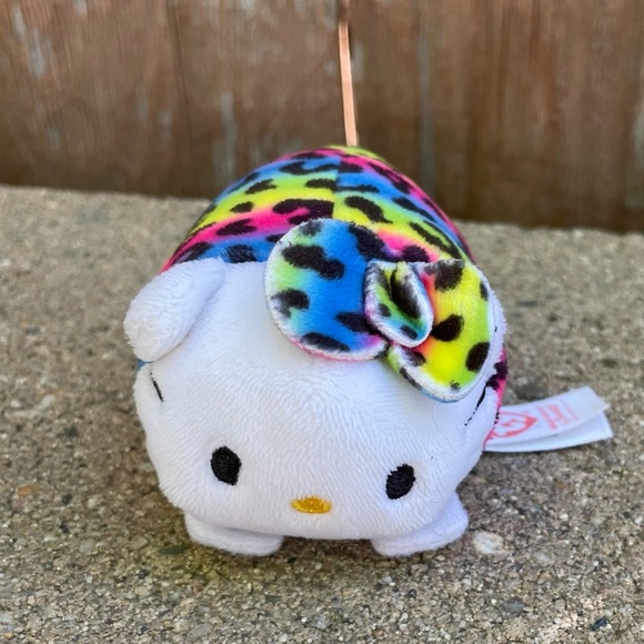 TY Hello Kitty Mini Beanie Baby Rainbow Colorful Plush Toy Stuffed Animal - Picture 1 of 5